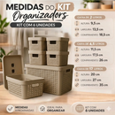 Kit 6 Caixa Organizadora com Tampa 17 L 4,5 L 2 L Cesto Grande em Plástico para Organização