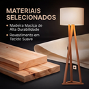 Luminária Chão Tripé Madeira Cúpula Abajur Sala Quarto Escritório Moderna Elegante Decorativa