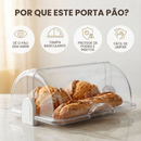 Porta Pão Cristal Armazenador Com Tampa Articulável Profissional Para Pães Bolos Mesa 30x20cm