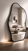 Espelho Orgânico 120x50 e 80x40 Com Moldura EM COURO Corpo Inteiro Moderno Luxo