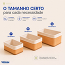 Vittak Kit 3 Cestos de Bambu Conjunto c/ Tecido Forro em Algodão Cesto Organizador Multiuso