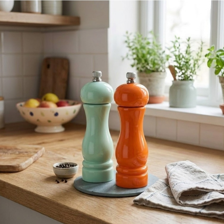 Moedor Manual de Sal e Pimenta Cerâmica 15cm Verde Laranja Turquesa Cozinha Gourmet Premium Luxo