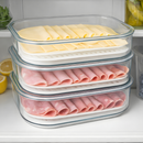 Kit Porta Frios Plástico Transparente com Tampa Pote Presunto Queijo 1L