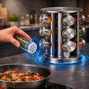 Porta Tempero Inox Giratório Vidro 12 Potes 360