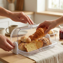 Porta Pão Cristal Armazenador Com Tampa Articulável Profissional Para Pães Bolos Mesa 30x20cm