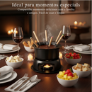 Aparelho de Fondue 11 Peças Aço Carbono com Garfinhos e Rechaud Queimador Para Queijo e Chocolate