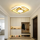 3 Cores(110-220V)Luminária de teto quadrada moderna dourada, com design geométrico e luz confortável sem cintilação