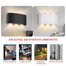 Arandela LED Meia Lua de Parede Luminária Fachos 4w 6w 8w 10w Branco Ou Preta Branco Quente Bivolt