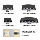 Arandela LED Meia Lua de Parede Luminária Fachos 4w 6w 8w 10w Branco Ou Preta Branco Quente Bivolt