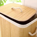 Cesto Bambu Dobravel Para Roupas Organizador 72 Litros Forrado Banheiro 60cm Grande Cesto Bambu