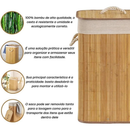 Cesto Bambu Dobravel Para Roupas Organizador 72 Litros Forrado Banheiro 60cm Grande Cesto Bambu