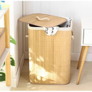 Cesto Bambu Dobravel Para Roupas Organizador 72 Litros Forrado Banheiro 60cm Grande Cesto Bambu
