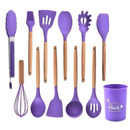 KIT 12 Peças de Utensílios Para Cozinha em Silicone e Bambu
