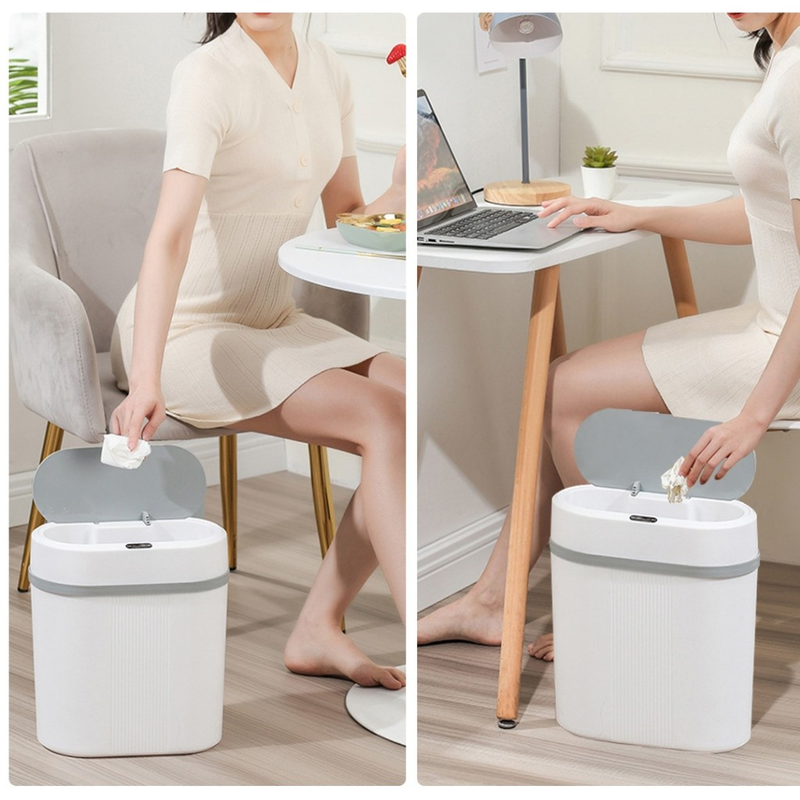Lixeira Automática 12 Litros Com Sensor Infravermelho Tampa Para Cozinha Banheiro Escritório Quarto CYD