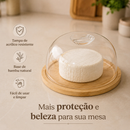 Kit Mesa Posta de Bambu – Queijeira + Manteigueira + Boleira + Porta-Frios | Ideal para Café da Manhã