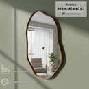 Espelho Orgânico 60x40 Couro Caramelo + Suporte Metálico decoração Sala Penteadeira Quarto Banheiro